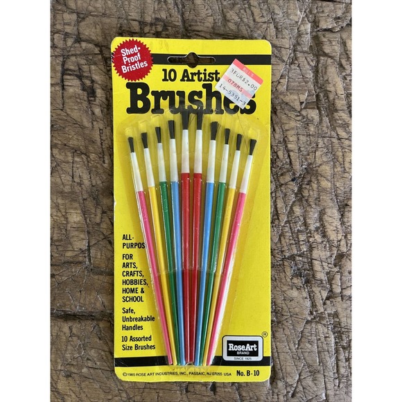 Vintage Rose Art Artist Brushes Painting 10 Shed Proof Brushes NOS - Picture 1 of 5